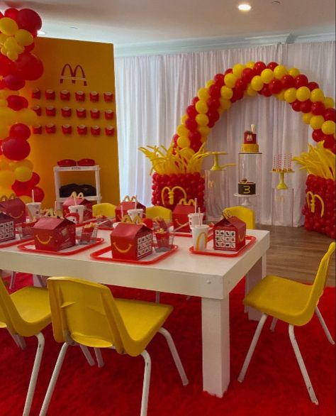 Happy Meal Birthday Party, Mcdonalds Themed Party, Mcdonald’s Bday Party, Mc Donalds Birthday Party, Mcdonald’s Cake Ideas, Mcdonald’s Party Theme, Mcdonald’s Themed Birthday Party, Mcdonald’s Birthday Party Ideas, Mcdonald’s Birthday