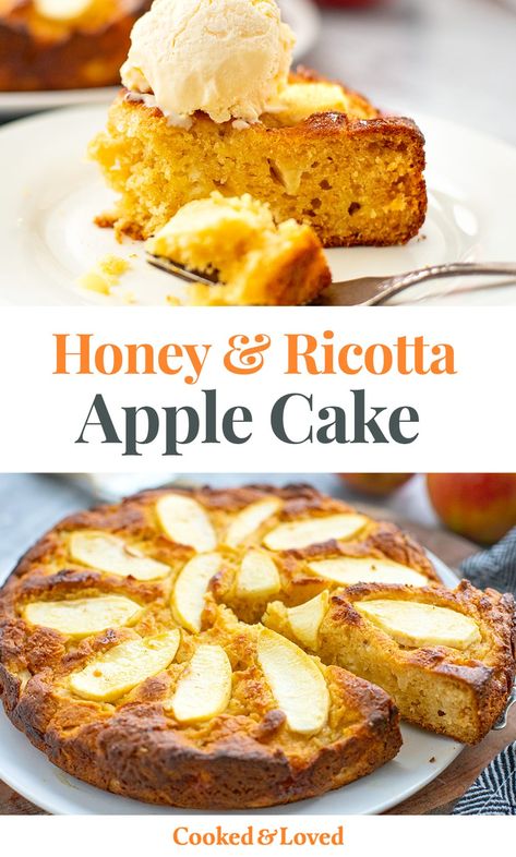 Apple Honey & Ricotta Cake Recipe (Gluten-Free, No Added Sugar) Paleo Apple Cake, Apple Ricotta, Moist Sponge Cake, Honey Ricotta, Healthy Apple Cake, Apple Honey, Springform Pan Cake, Ricotta Cake, Gf Desserts