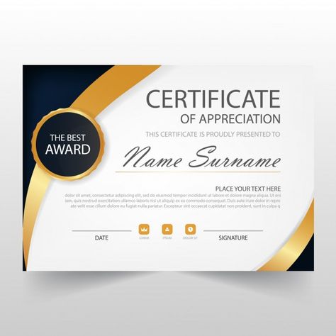 Elegant horizontal certificate template Free Vector Aesthetic Certificate, Best Teacher Certificate, Worlds Best Teacher, Certificate Of Appreciation Template, Graduation Certificate Template, Free Printable Certificates, Tooth Fairy Certificate, Certificate Of Achievement Template, Free Certificate Templates