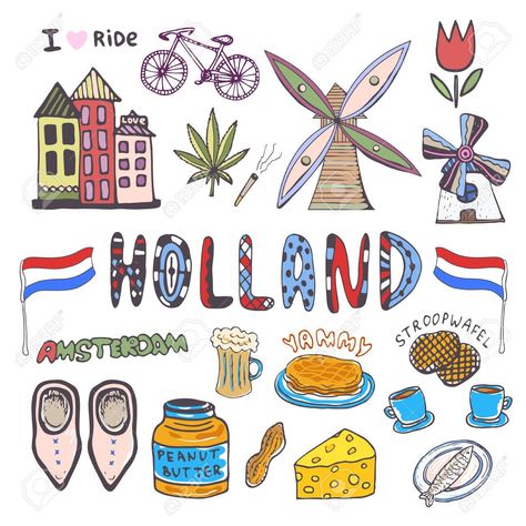 Netherlands Culture, Dutch Tattoo, Elements For Design, Geography For Kids, Amsterdam Art, Sketch Note, Travel Illustration, Hand Sketch, Urban Sketching