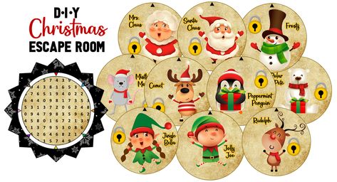 DIY Christmas Escape Room Plan - Step by Step Instructions! Christmas Escape Room For Kids Free, Christmas Escape Room For Teens, Diy Christmas Escape Room, Christmas Escape Room, College Ministry, Secret Symbols, Escape Room Diy, Work Games, Escape Room For Kids