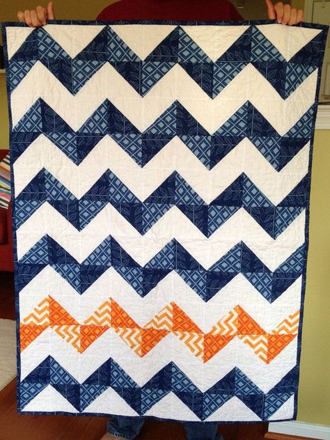 Chevron Quilts, Baby Boys Room, Car Quilt, Orange Quilt, Modern Baby Quilt, Baby Quilt Pattern, Half Square Triangle Quilts, Moda Fabric, Baby Boy Quilts