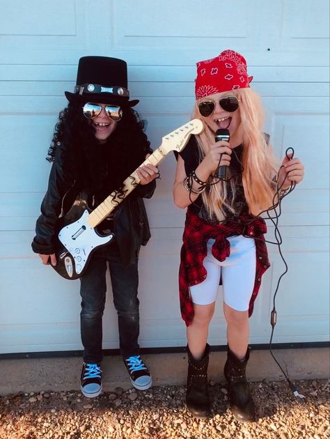 Rockstar Costume Kids, Rock Star Halloween Costumes, Kids Rockstar Costume, Disfraz Rock And Roll, Axl Rose Costume, 80s Costume Women, Slash Costume, Rock And Roll Costume, Rockstar Costume