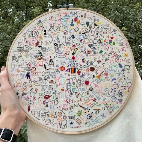 Year Of Embroidery, Embroidery Calendar, Journal Embroidery, Embroidery Journal, Stitch Journal, Slow Stitching, Hand Embroidery Stitches, Embroidery Needles, Embroidery Hoop Art