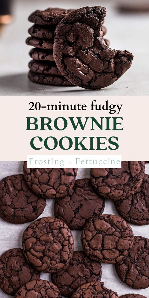 25 Minute Brownie Cookies, Easy To Bake Treats, Chocolate Cookie Brownies, Super Simple Cookie Recipe, Recipes That Use Cocoa Powder, Fudgy Brownie Cookie Recipe, Cookies Made With Cocoa Powder, Quick Sweet Treats For One, Best Brownie Cookie Recipes