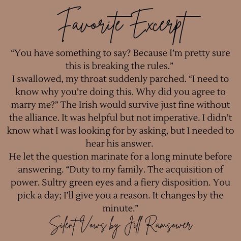 Silent Vows by Jill Ramsower Silent Vows, Vows Book, Vow Book, Favorite Book Quotes, I Need To Know, Marry Me, Green Eyes, Book Quotes, Favorite Books