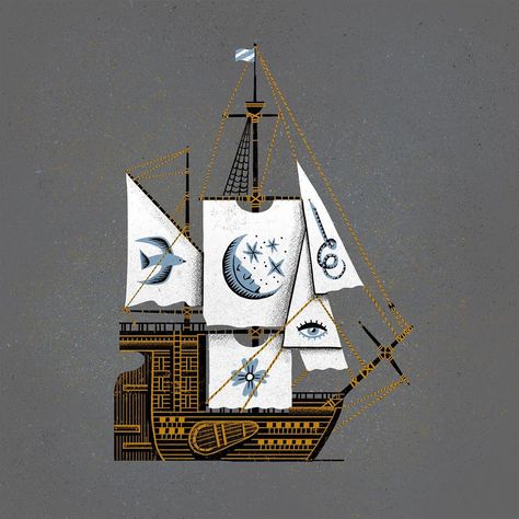 Gerhard Van Wyk on Instagram: “Set ship with eager sail⛵️ This image won’t be at the #bamboozled! exhibition but something special will be:) #illustration #illustrationow…” Ship Illustration, Illustration Agency, Sailing Ships, Something Special, Storytelling, Sailing, Editorial, Illustrator, Instagram Photos