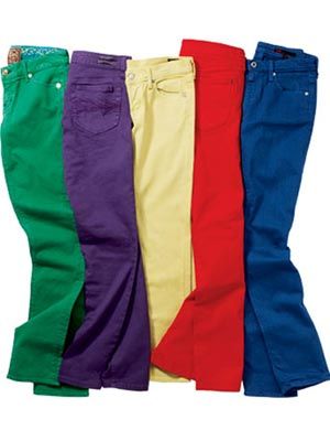 I want colored jeans SO badly, but I don't know that I could pull it off... Colored Jeans 2024, Colourful Jeans, Colored Denim Jeans, Coloured Jeans, 50th Clothing, Purple Jeans, Comfortable Clothes, Classy Fashion, Fashion Bug