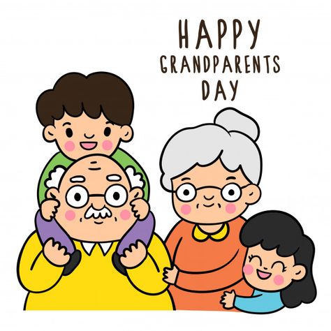 Grandparents Day Drawing, Grandparents Clipart, Grandparents Day Crafts, Happy Grandparents Day, Grand Parents, Romantic Quotes For Her, Draw Doodle, Kids Doodles, Cartoon Hair