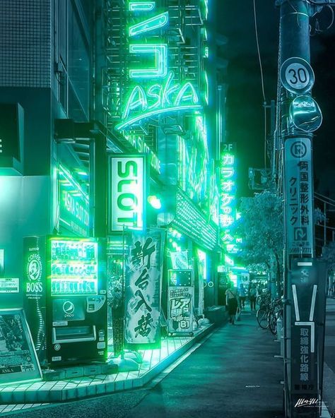 Punk Neon Aesthetic, Bladerunner Aesthetic, Punk Background, Rain Wallpaper, Japan Green, Wattpad Background, Rain Wallpapers, Anime City, Aesthetic Korean