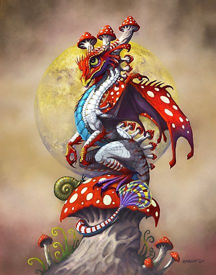 Mushroom Dragon, Dragon Cross Stitch, Fantasy Wall Art, Mushroom Art, Fantasy Dragon, Art Trends, 판타지 아트, A Dragon, Dragon Art