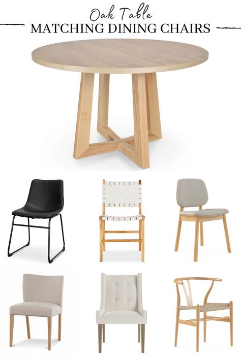 dining chairs for a light timber table Dining Table With Different Chairs, Table With Different Chairs, White Dinning Chairs, Light Wood Chairs, Different Chairs, Oak Table And Chairs, Light Wood Dining Table, White Oak Table, Timber Kitchen