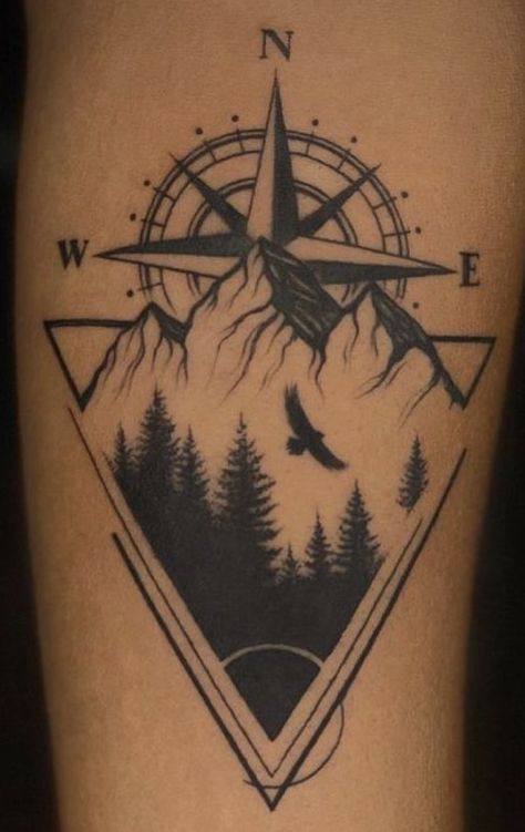 Leg Tattoos For Men Calves, Compas Tattoo, Small Nature Tattoo, Viking Compass Tattoo, Natur Tattoo Arm, Chest Tattoo Drawings, Arm Tattoos For Guys Forearm, Colorado Tattoo, Men's Tattoos