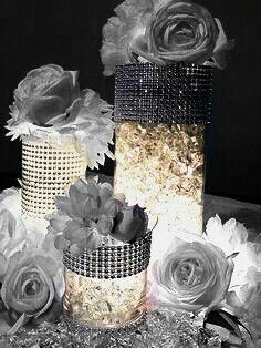 This is exactly what I would want for the centerpieces Ideas Fiesta, Silver Centerpiece, 60 Wedding Anniversary, Simple Centerpieces, 25th Wedding Anniversary, Bling Wedding, Elegant Centerpieces, Anniversary Decorations, Wedding Table Decorations