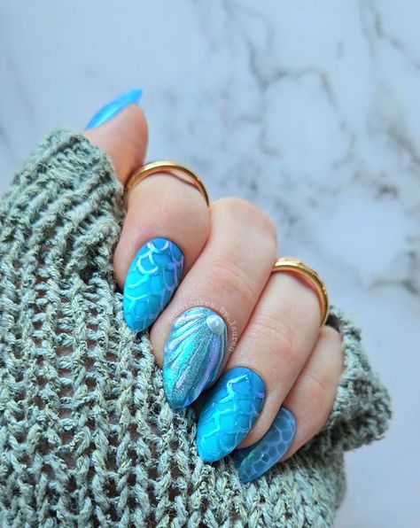 Lapis Lazuli Nail Art, Teal Ombre, Teal Nails, Retro Nails, Water Printing, Mermaid Inspired, Nail Polish Remover, Nail File, Glue On Nails