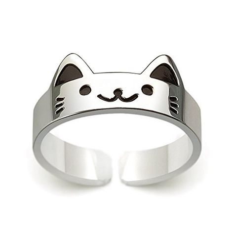 HANFLY Cat ring 925 Sterling silver Cute kitty ring Fashion Jewelry Adjustable Size( US6.5 ) Silver Cat Ring, Witch Earrings, Sterling Silver Cat, Cat Ring, Silver Cat, Cute Kitty, Ring Fashion, Cat Jewelry, Cat Earrings