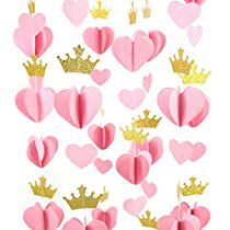 Check this out! Paper Heart Crown, Disney Princess Party Decorations, Royal Prince Birthday Party, Royal Princess Birthday, Princess Birthday Decorations, Princess Banner, Princess First Birthday, Princess Theme Birthday, Gold Foil Balloons