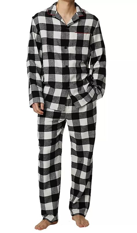 M&S Men's Mono Check Pyjama Set Black/White Sizes S M L XL XXL | eBay Pyjama Set, Brushed Cotton, Nightwear, M S, Pajama Set, Pajamas, Black White, Mens Outfits, Pure Products