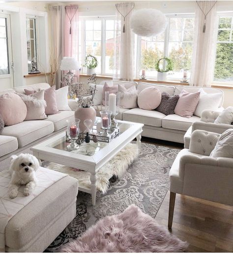 Feminine Living Room, Romantic Living Room, Chic Kitchen Decor, Chic Living Room Decor, Classy Living Room, Glam Living Room, Shabby Chic Room, Living Room Decor Inspiration, Shabby Chic Living Room