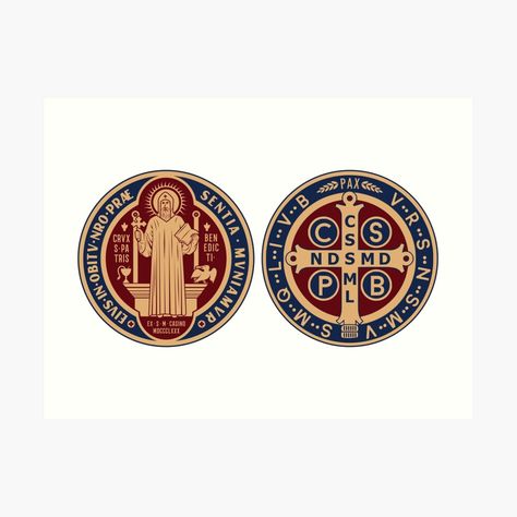 Get my art printed on awesome products. Support me at Redbubble #RBandME: https://www.redbubble.com/i/art-print/Saint-Benedict-Medal-by-Beltschazar/89508363.1G4ZT?asc=u Saint Benedict Medal Wallpaper, Saint Benedict Medal, Sao Bento, Benedict Medal, Saint Benedict, Women’s History, Nail Studio, The Saint, Roman Catholic