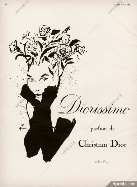 Christian Dior Perfume, Rene Gruau, Character Words, French Magazine, Dior Perfume, Man Ray, Vintage Advertisement, Vintage Perfume, Close Image