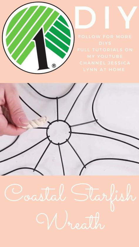 Diy Costal Crafts, Dollar Tree Starfish Wreath Form Ideas, Starfish Wreath Form Ideas, Diy Shell Wreath, Dollar Tree Shell Wreath, Dollar Tree Mermaid Tail Wreath Diy, Dollar Tree Seashell Wreath, Starfish Craft Ideas, Dollar Tree Beach Crafts