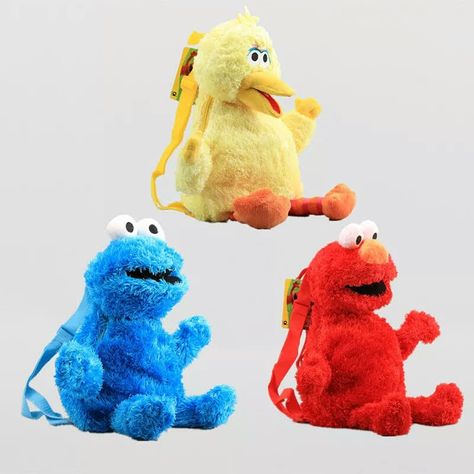 Cookie Monster Plush, Sesame Street Plush, Elmo Plush, Elmo Cookies, Elmo And Cookie Monster, Monster Cookie, Blue Cookies, Doll Backpack, Big Plush