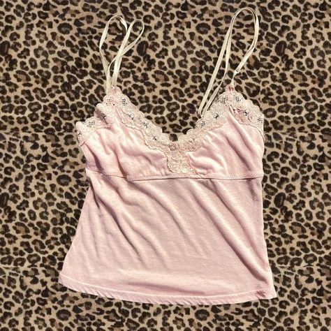 Pink lace cami with adjustable straps and a cute... - Depop Pink Lace Cami, Vintage Coquette, Lace Cami Top, Lace Cami, Vintage Lace, Pink Lace, Cami Tops, Fitness Inspo, Y2k Vintage