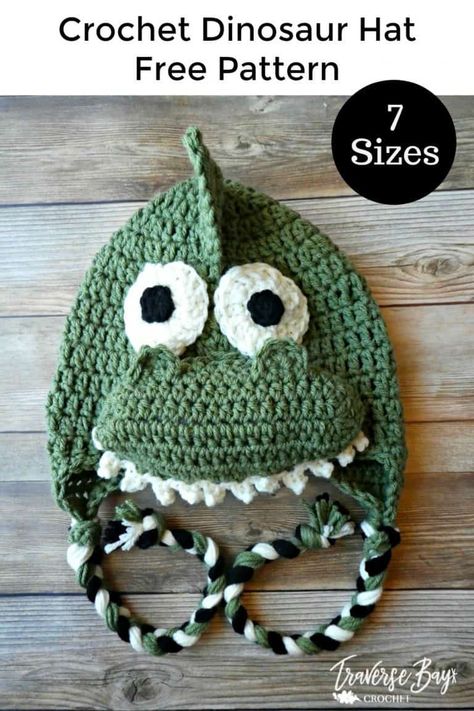 Dinosaur Crochet Hat, Dinosaur Hat Pattern, Crochet Dinosaur Hat, Bernat Super Value Yarn, Crochet Machine, Dinosaur Crochet, Crochet Animal Hats, Crochet Dinosaur Patterns, Dinosaur Hat