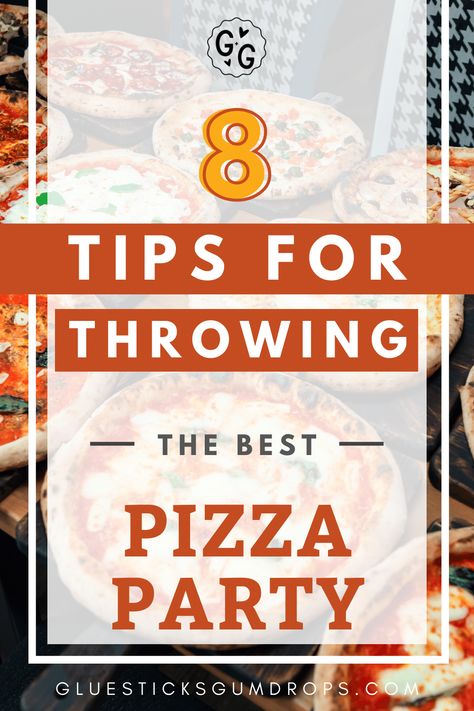 8 Tips for Throwing the Best Pizza Party Ever How Many Pizzas To Order For Party, Pizza And Champagne Party, Pizza Party Toppings, Pizza Party Set Up, Pizza Pajama Party, Pizza Party Decorations Ideas, Pizza Party Table Decor, Pizza And Pjs Party, Homemade Pizza Party Ideas