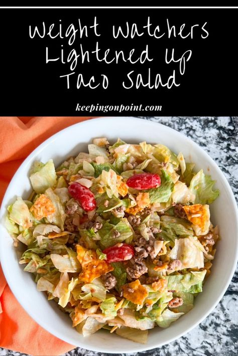 Taco Salad Ingredients, Weight Watchers Salad, Weight Watchers Food Points, Weight Watchers Meals Dinner, Keeping On Point, Turkey Taco Salad, Weight Watchers Lunches, Sandwich Sides, Weight Watchers Meal Plans