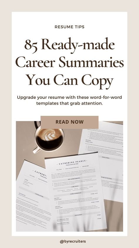 Wondering how to make a resume that grabs attention? Start with a strong career summary! If you start your resume with an attention-grabbing career summary, you'll increase your chances of getting invited to an interview. Head to this blog post and copy one of 85+ career summaries written by experienced recruiters and proven to work. -> resume tips, career summary, resume advice, resume examples Resume Introduction Examples, Functional Resume Examples, It Resume Examples, Resume Template 2024, Professional Summary For Resume, Marketing Resume Examples, Customer Service Resume Examples, Basic Resume Examples, Resume Summary Examples