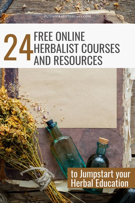 Herbs For Beginner Herbalist, Becoming A Herbalist, Free Online Herbal Courses, Herbal Books For Beginners, Free Herbalism Courses, Apothecary For Beginners, Herbalist Classes, Herbal Electuary, Herbalism Journal