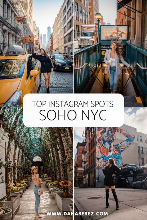 Here are the best Soho NYC Instagram Spots for any fun New York City Photoshoot. These Soho photography spots can't be missed when on a trip to New York. I hope these NYC photoshoot ideas and locations will inspire you to explore the photogenic neighborhood of Soho. Fun NYC fashion photoshoot ideas. New York Instagram Spots in Soho. New York October Outfit, Nyc Photoshoot Ideas, Dana Berez, Ny Travel, York Outfits, Nyc Pics, Soho Ny, Nyc Photoshoot, Nyc Travel Guide