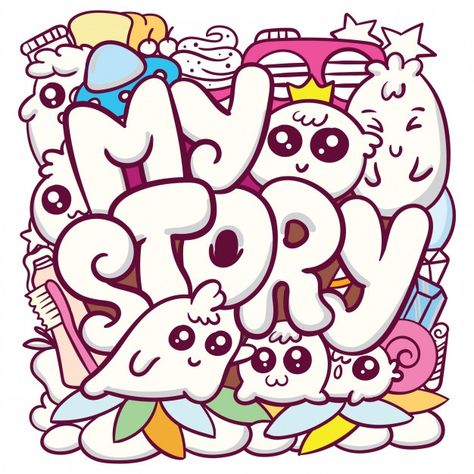 My story typography with cute doodle car... | Premium Vector #Freepik #vector #food #school #baby #kids Typography Doodle, Doodle Typography, Story Typography, How To Draw Ribbon, Food School, Leaves Doodle, Star Doodle, Doodle Stickers, Geometric Arrow