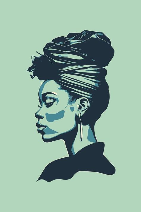 Black woman side view, vector silhouette Black Woman Side Profile Drawing, Black Person Side Profile, Side Profile Black Woman, Side Profile Painting, Woman Side View, Romantic Morning, Traditional Tattoo Woman, Side Profile Drawing, Black Woman Silhouette