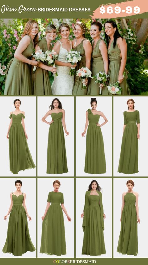 Olive green bridesmaid dresses on sale $69-99, in 600+ custom-made styles and all sizes. 150+colors, made to order, fast arrived, color sample available. #colsbm #bridesmaids #bridesmaiddresses #greenwedding #weddingideas #greendress b1166 Bridesmaid Gown Olive Green, Bridesmaid Gown Green, Olive Green Dress Bridesmaid, Bridesmaid Dress Olive Green, Bridemaids Dresses Olive Green, Bride Mades Dresses, Bridesmaid Ideas Dresses, Olive Green Dress For Wedding, Olive Dress Wedding