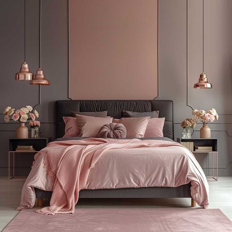 Chic Room Designs Using Slate and Rose Color Schemes • 333k+ Inspiring Lifestyle Ideas Dusty Pink And Grey Bedroom, Riyadh House, Dusty Rose Bedroom, Gray Tufted Headboard, Ivory Living Room, Master Room Design, Rose Bedroom, Rooms Modern, Inspiring Lifestyle