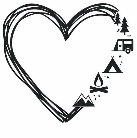 Camping Theme Tattoo, Offroad Tattoo, Craft Room Cricut, Drawing Of A Heart, Cool Nature Tattoos, Camping Tattoo, Cool Nature, Theme Tattoo, Modern Minimalist Logo