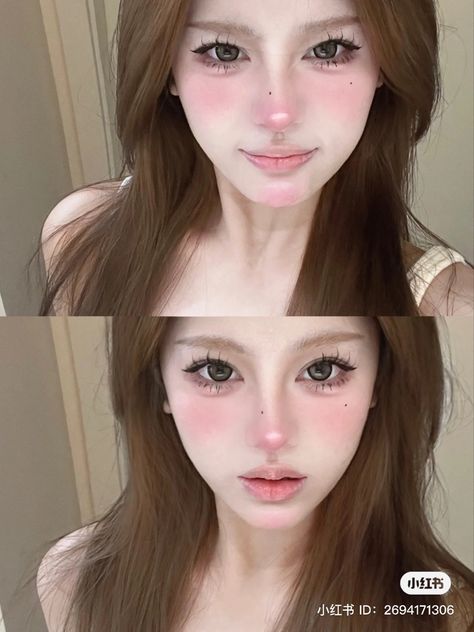 Bunny Face Type Makeup, Bunny Pretty Makeup, Bunny Face Makeup, Bunny Makeup Look, White Rabbit Makeup, Tips Icon, Rabbit Makeup, Bunny Makeup, Makeup Douyin