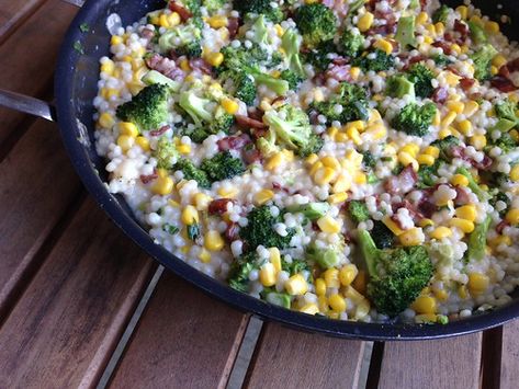 A Taste of Home Cooking: Cheesy Pearl Couscous with Roasted Broccoli Skillet Suppers, Pearl Couscous, Rice Side, Rice Side Dishes, Fun Recipes, Roasted Broccoli, Make Ahead Meals, Taste Of Home, Couscous