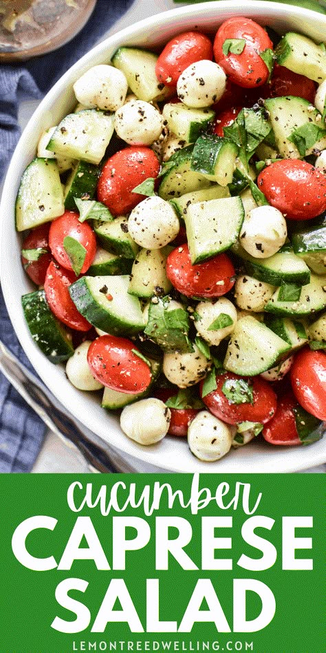 Cucumber Caprese Salad, Salad Caprese, Ensalada Caprese, Caprese Salad Recipe, Resep Salad, Mozzarella Salad, Fresh Salad Recipes, Cucumber Recipes Salad, Cucumber Recipes