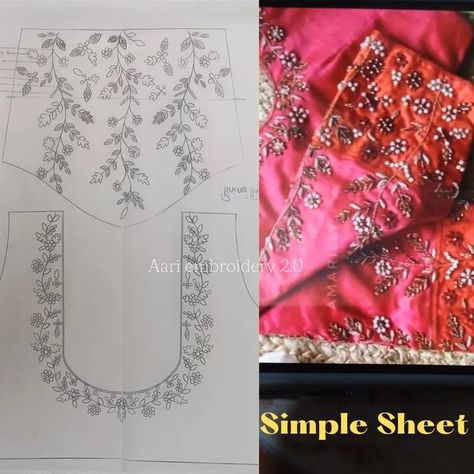 Aari Work Blouse Design Sketch, Kodi Design Aari Work Tracing Paper Sleeve, Aari Trace Paper Designs, Aari Kodi Design Blouse, Aari Blouse Tracing Designs, Kodi Design Aari Work Tracing Paper Hand, Aari Tracing Pattern, Aari Work Drawing Designs, Aari Work Trace Paper Designs For Blouse