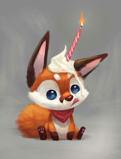 Cute Fox Drawing, Fuchs Baby, Happy Birthday Drawings, Fox Drawing, Fox Illustration, Cute Animal Drawings Kawaii, Fox Art, Cute Cartoon Animals, Cute Fox