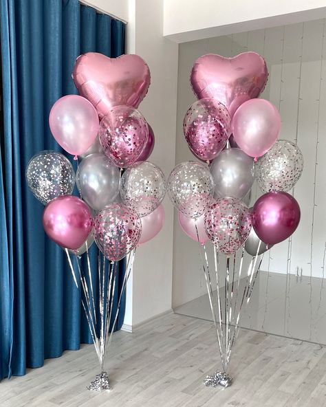 💗 Glamour Pink Seti 30 Pink Birthday, 21 Decorations Birthday, Pink Bday Decorations, Pink Balloons Decoration, Pink Balloon Decorations, Festa Pink Party, Bday Balloons, Pink Ballon, Champagne Birthday