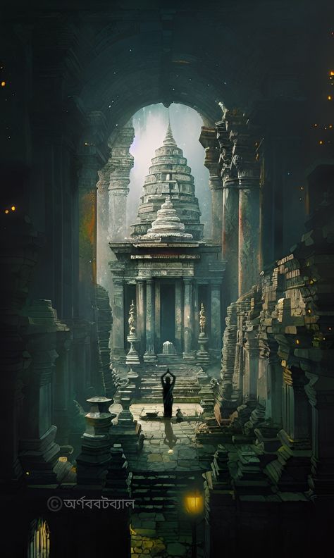 Ancient Temples Of India, Ancient Indian Art History, Indian Concept Art, Indian Mythology Art, Temple Concept Art, Temple Vector, Temple Aesthetic, Canvas Art Painting Acrylic, Ancient Indian Art