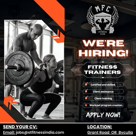 We're hiring trainers who are ready to make a difference! Bring your passion for fitness to the next level. . . . To apply, forward your CV on: Email- jobs@stfitnessindia.com Contact- 8369475377 . #jobs #hiring #hiringnow #gym #fitnessjobs #gymstaff #fitnesstrainer #manager #housekeeping #physicaltrainer #gymtrainer #gymcoach #salesexecutive #mumbai #dadar #churchgate #parel #worli #malad #fitness #gymmumbai #mumbaifitness Nutritional Tips, Hiring Ad, Hiring Poster, Job Poster, Fitness Jobs, Gym Poster, Gym Art, Gym Machines, Gym Trainer