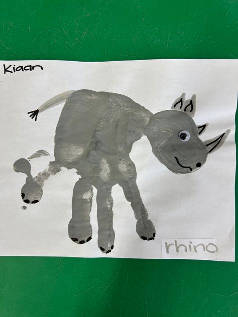 Rhino Activities Preschool, Wild Animals Crafts For Kids, Animals Crafts For Kids, Crafts For Kids Preschool, Animals Crafts, Rhino Art, Handprint Craft, Activities Preschool, Animal Crafts For Kids