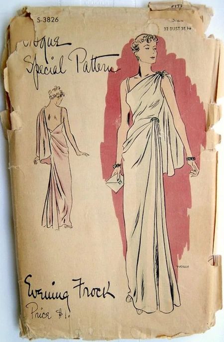 1930s Vogue, Women's Sewing Patterns, Vintage Vogue Patterns, Grecian Style, Gown Pattern, Vintage Dress Patterns, Vogue Sewing, Vogue Pattern, Vintage Gowns