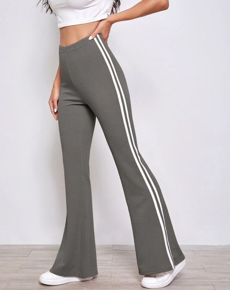 STRIPED SIDE FLARE LEG PANTS Product Code: - 07 DM for More Details Whatsapp: 0300-0649650 #shopnow #newarrivals #musthave #summersale #OOTD #summerfashion #summerstyle #summeroutfit #summerlook Gym Trousers Women, Flare Leg Trousers, Sweats Outfit, Fitness Wear Outfits, Women Bottoms, Funky Outfits, Gym Pants, Activewear Fashion, Easy Trendy Outfits